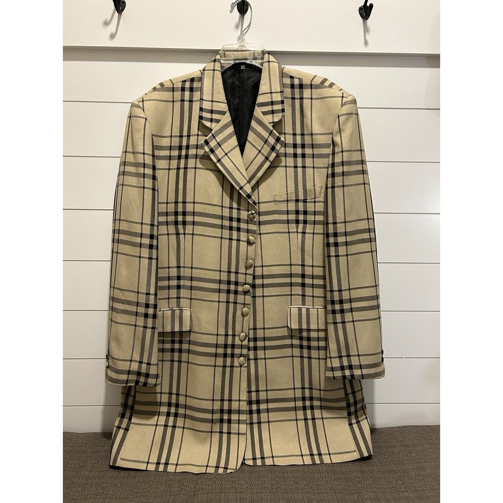 Pronti Suit Coat Phita 42L Single Breast Button Down Beige Haymarket Check